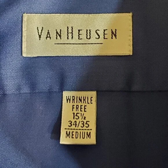 Van Heusen Fitted Wrinkle Free Dress Shirt Men's Size M 15 1/2 34/35 Royal Blue - Picture 9 of 9